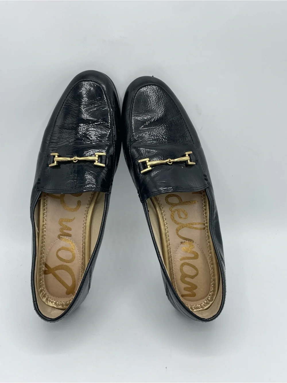 Sam Edelman Loraine Black Leather Horsebit Loafers.